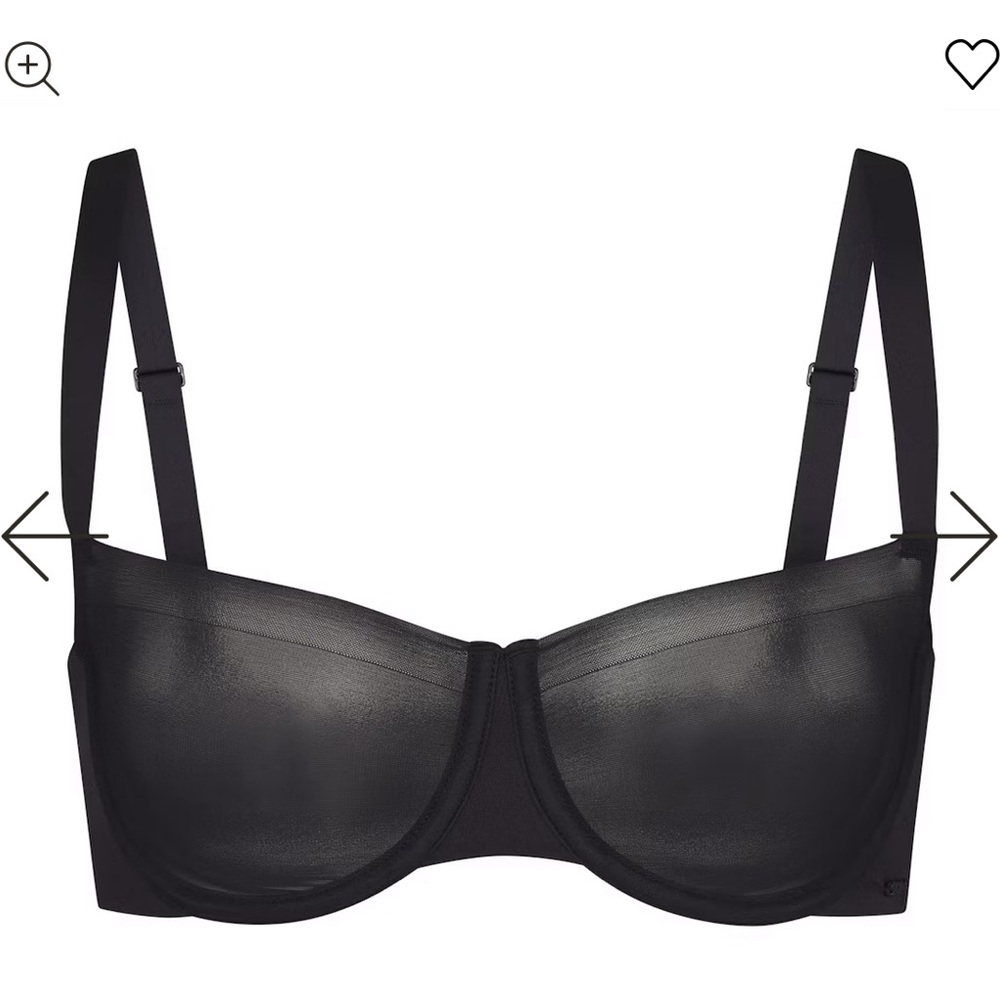SKIMS Black Balconette Bra with Underwire Support